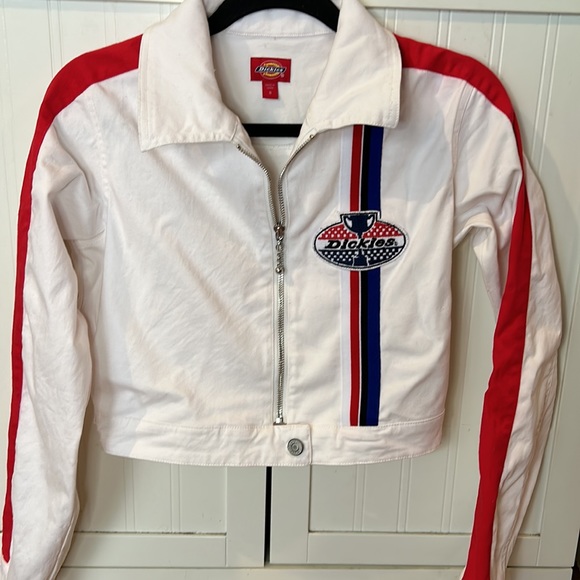 DICKIES💫Dickies Girl Women's Racing White Cropped Jacket - Picture 3 of 11
